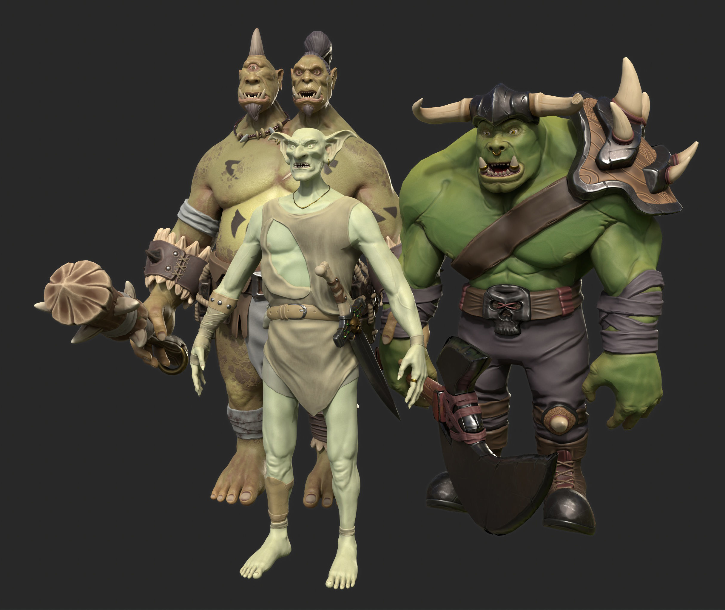 Fantasy Characters Pack Orc Ogre and Goblin 3D Model Collection_6
