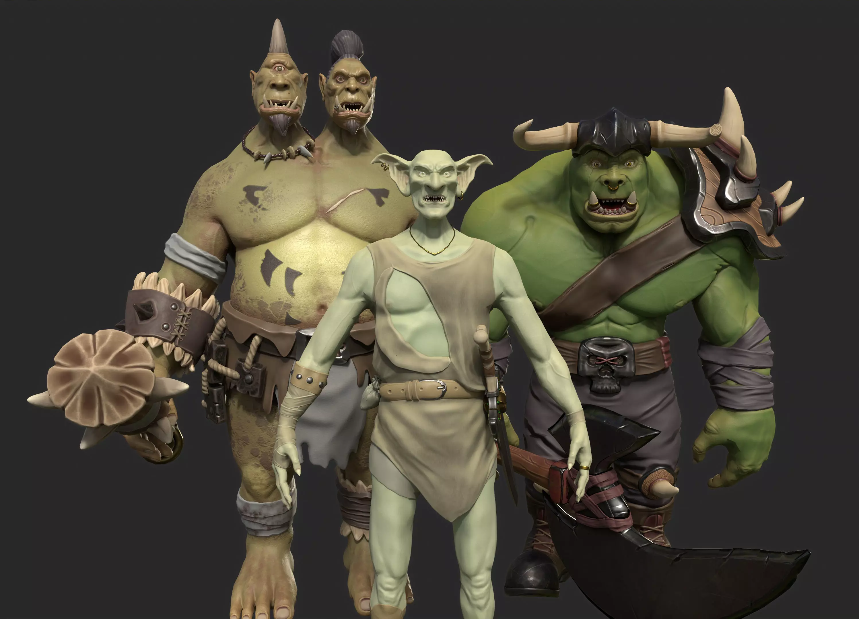 Fantasy Characters Pack Orc Ogre and Goblin 3D Model Collection_0