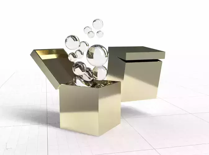 gold box bubbles gift box