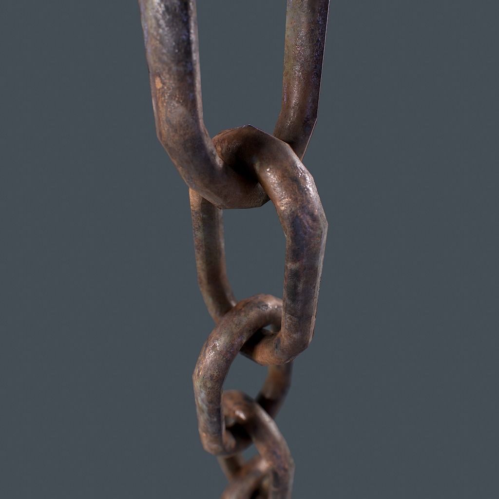 Old Chain with Hook Low-poly 3D model_12