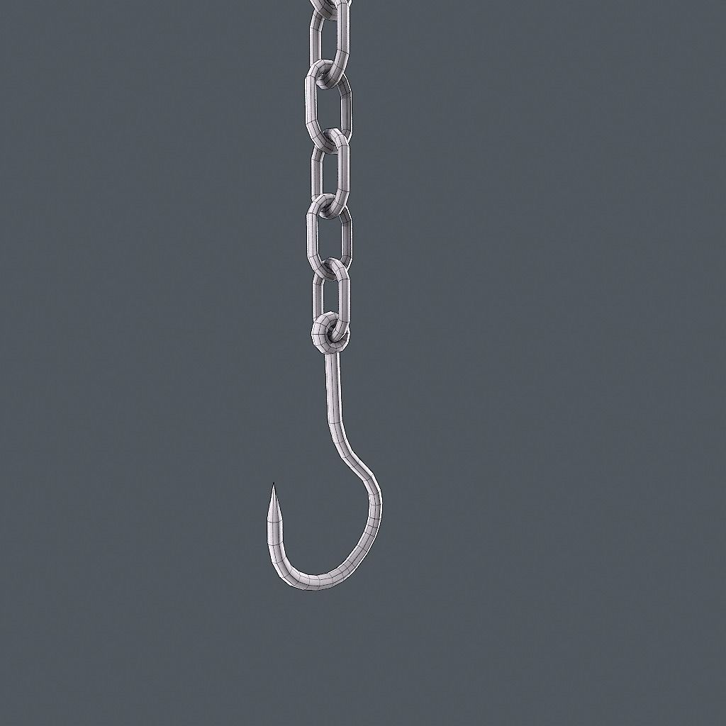 Old Chain with Hook Low-poly 3D model_20
