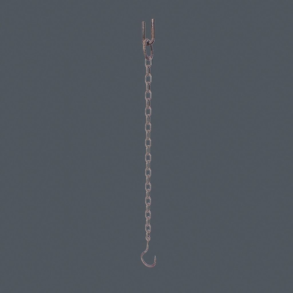 Old Chain with Hook Low-poly 3D model_15