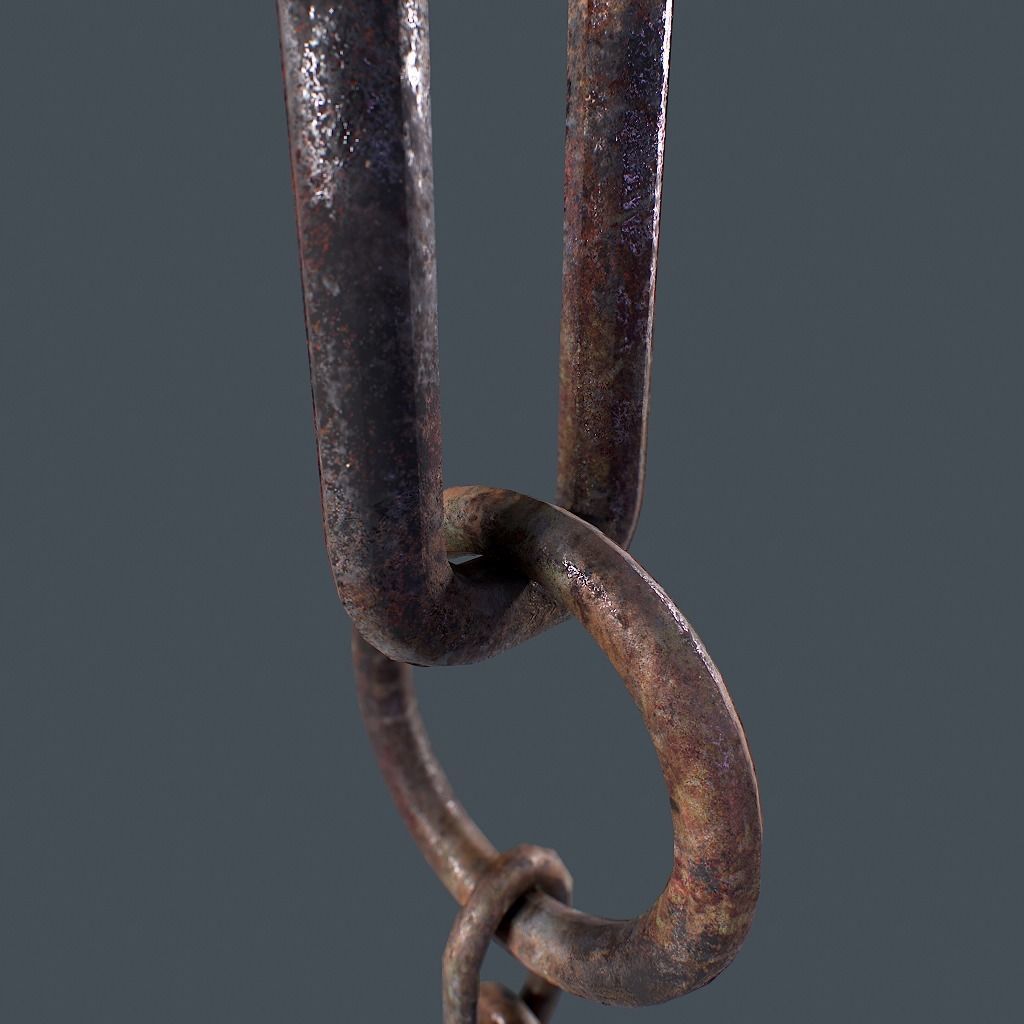 Old Chain with Hook Low-poly 3D model_11