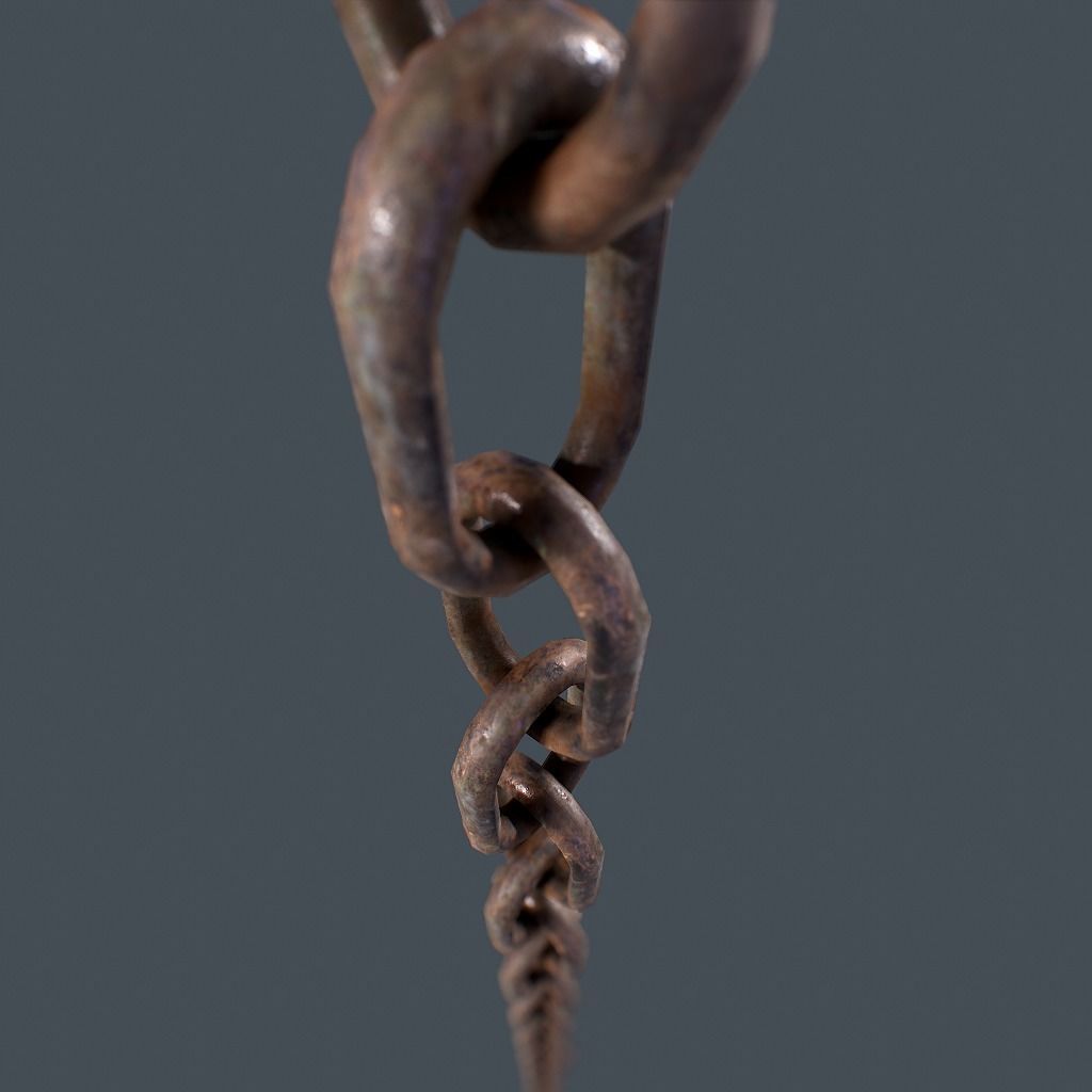 Old Chain with Hook Low-poly 3D model_13