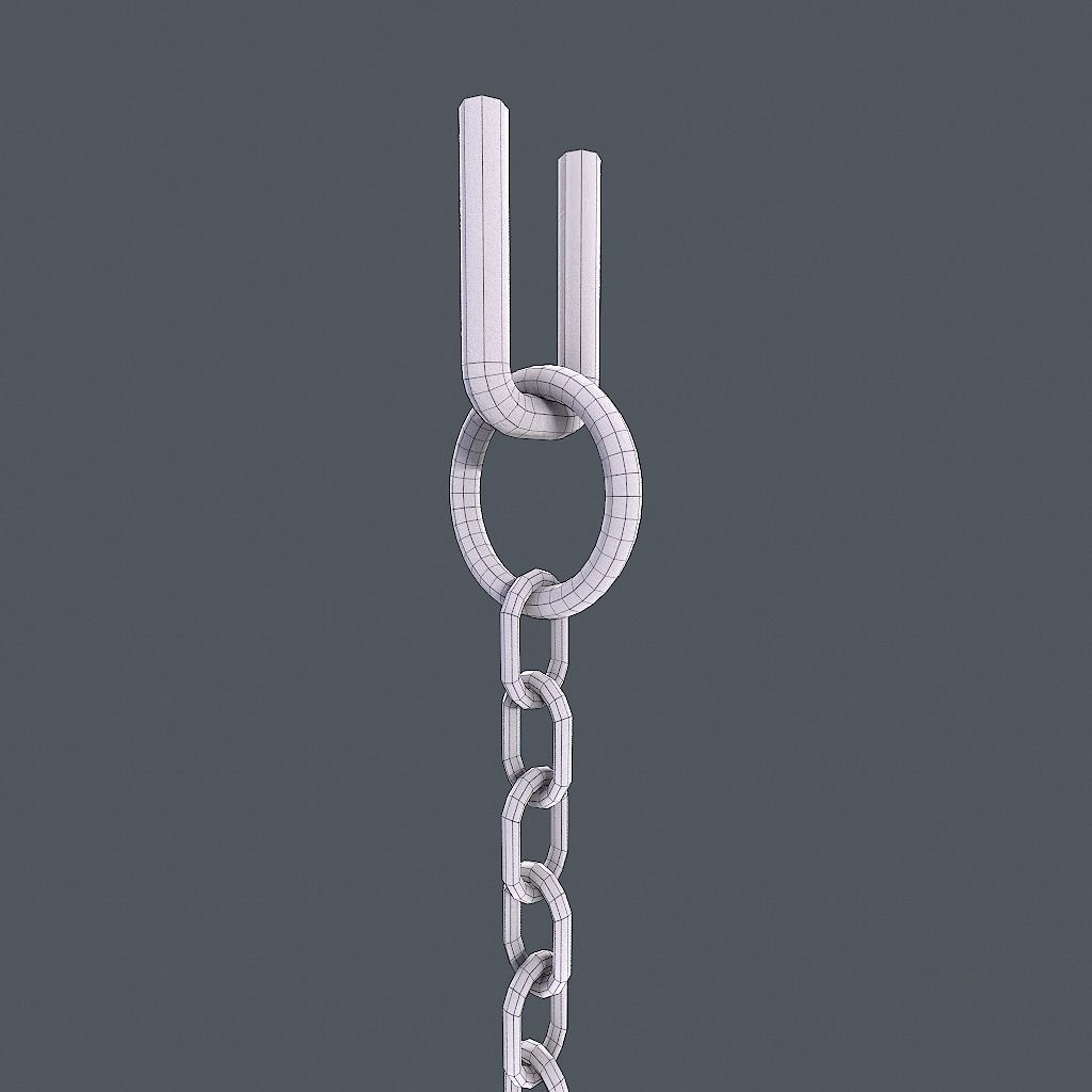 Old Chain with Hook Low-poly 3D model_22