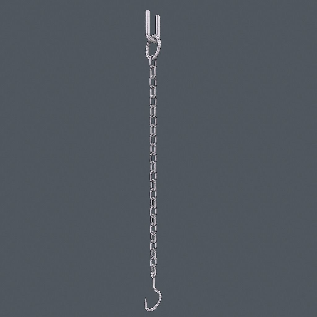 Old Chain with Hook Low-poly 3D model_19