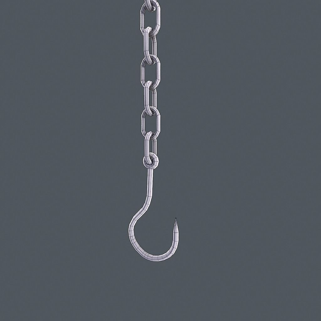 Old Chain with Hook Low-poly 3D model_23