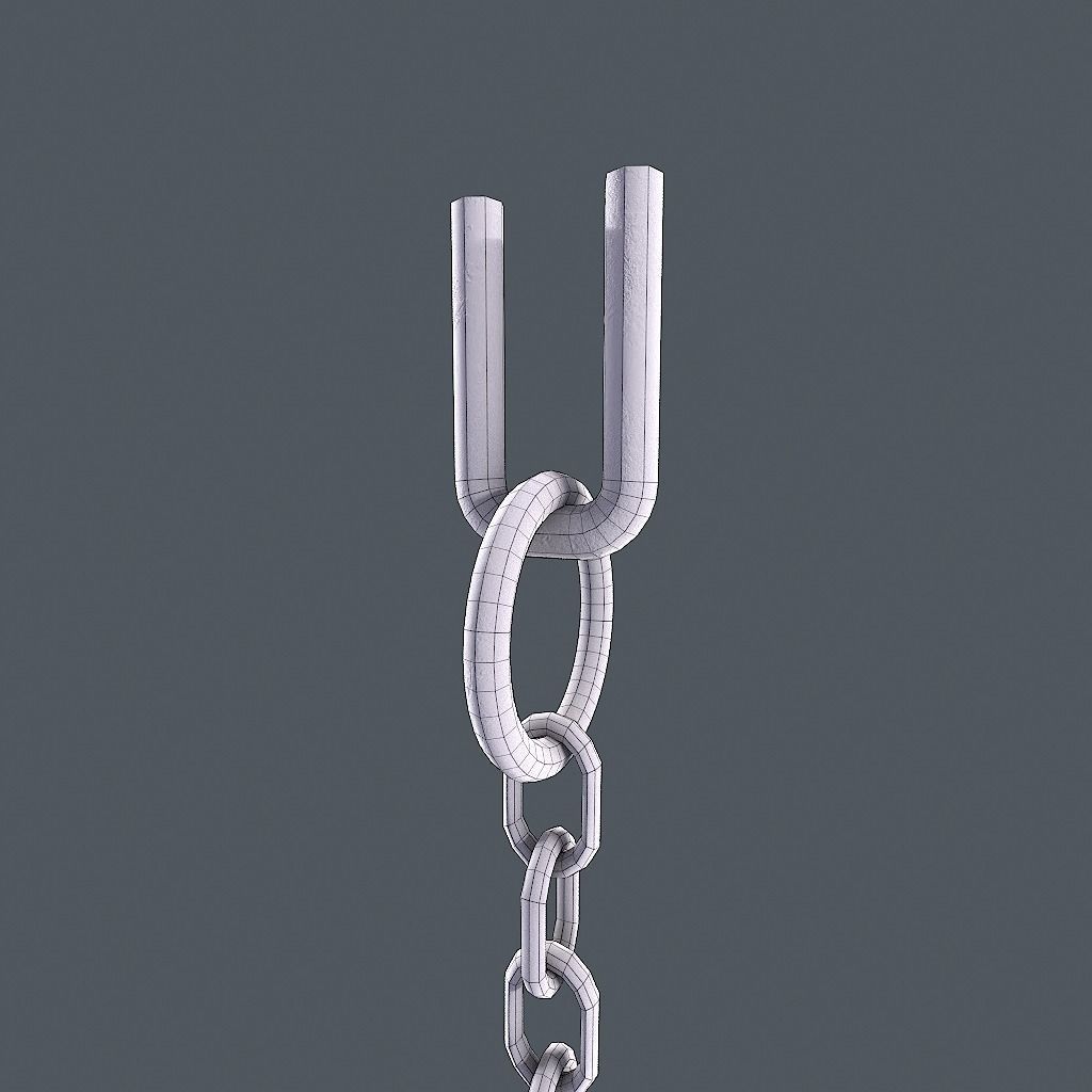 Old Chain with Hook Low-poly 3D model_21