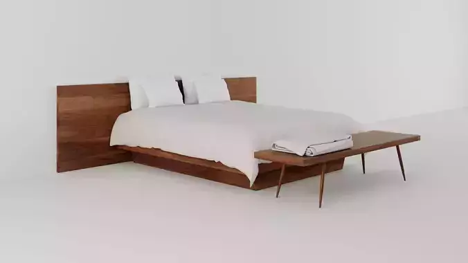 George Nakashima Platform Bed and Turned Leg Bench