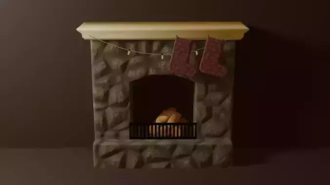 Christmas stone fireplace