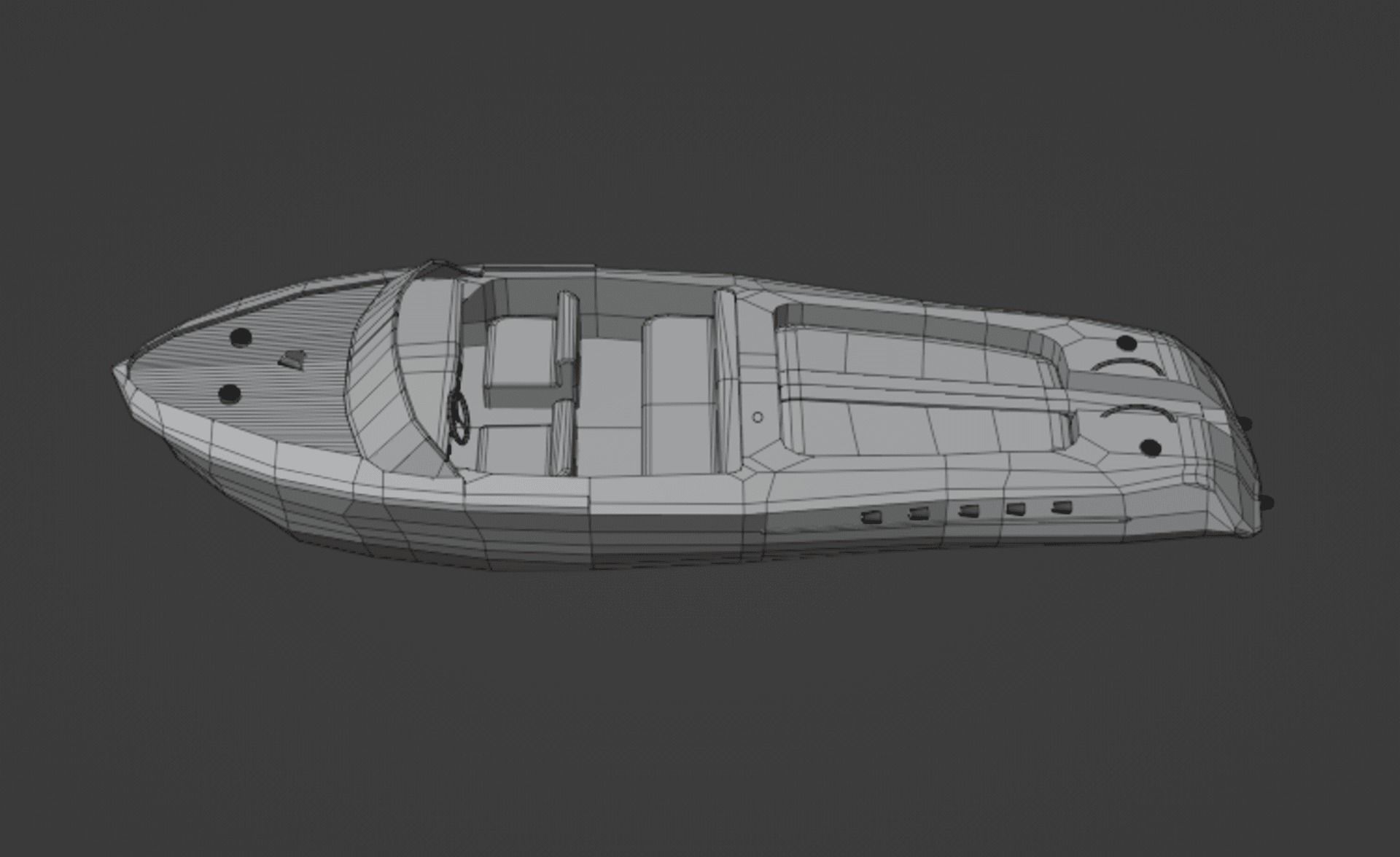 Low Poly Boat two motor boats floating in water Low-poly 3D model_7