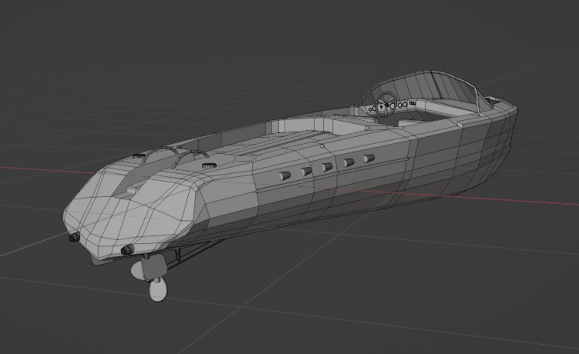 Low Poly Boat two motor boats floating in water Low-poly 3D model_6