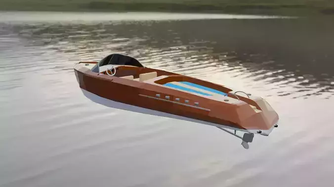 Low Poly Boat two motor boats floating in water Low-poly 3D model
