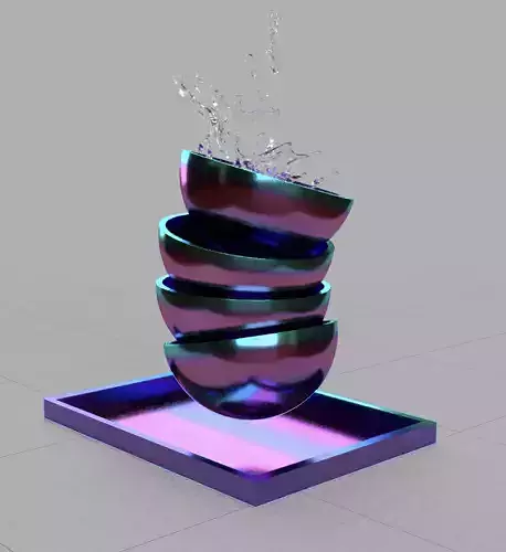 purple metallic bowls tray