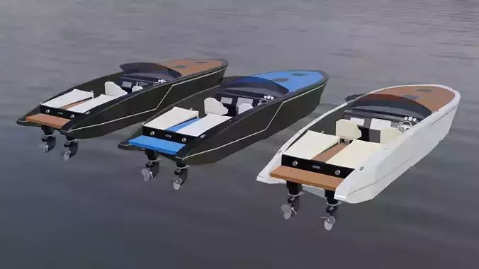 Speed Boats with interiors Low Poly Low-poly 3D model