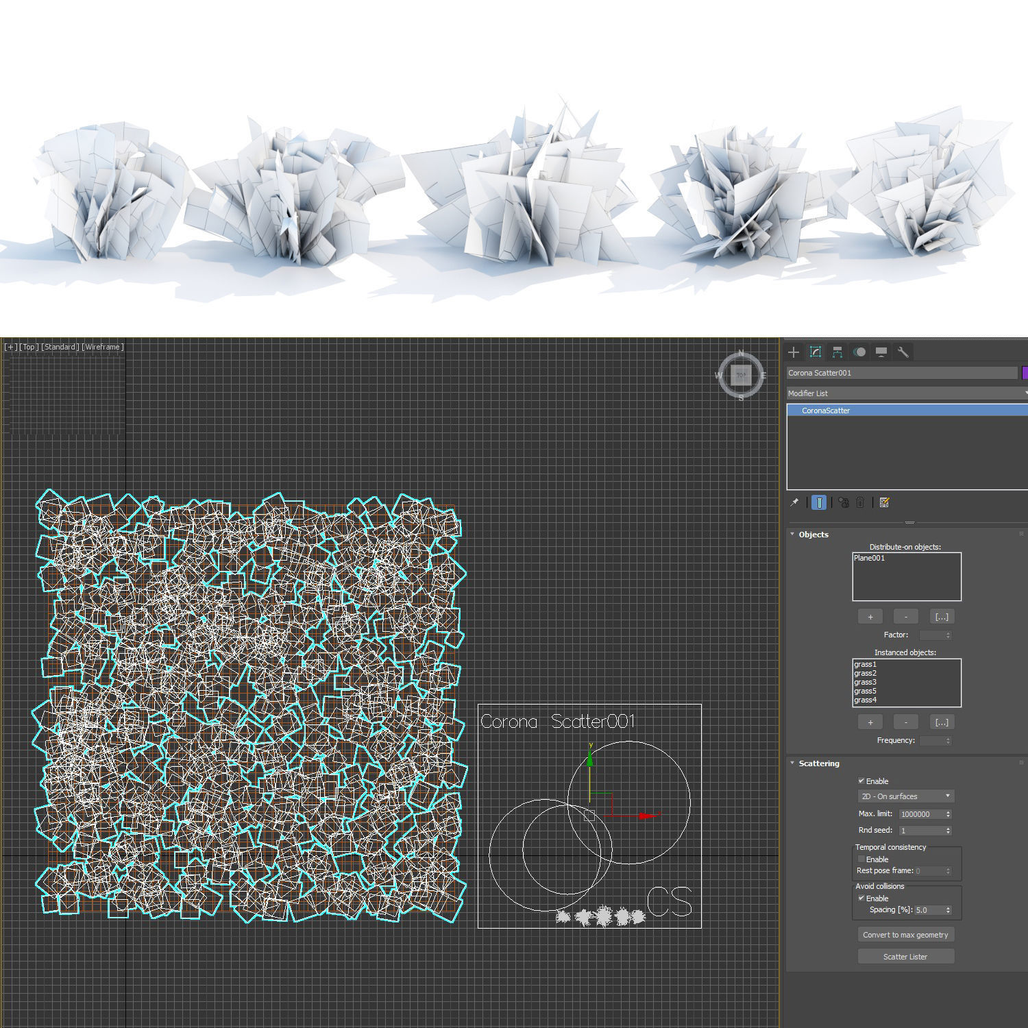 Lowpoly Grass collection vol 174 Low-poly 3D model_4