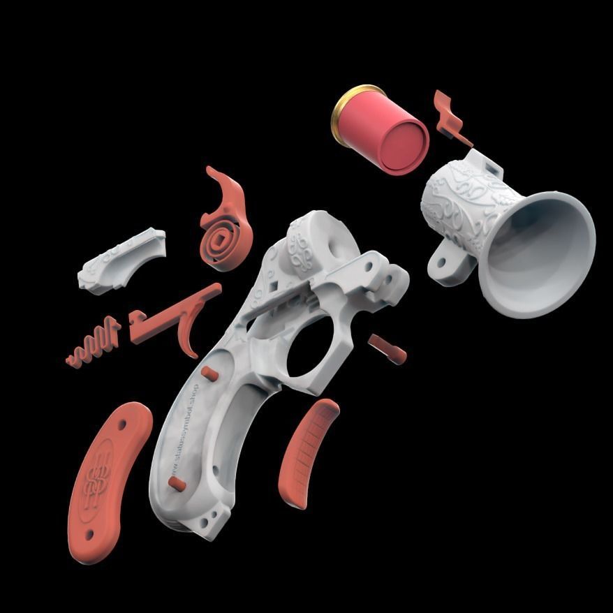 3D Printable Victorian Flare Gun with Working Mechanism 3D print model_8