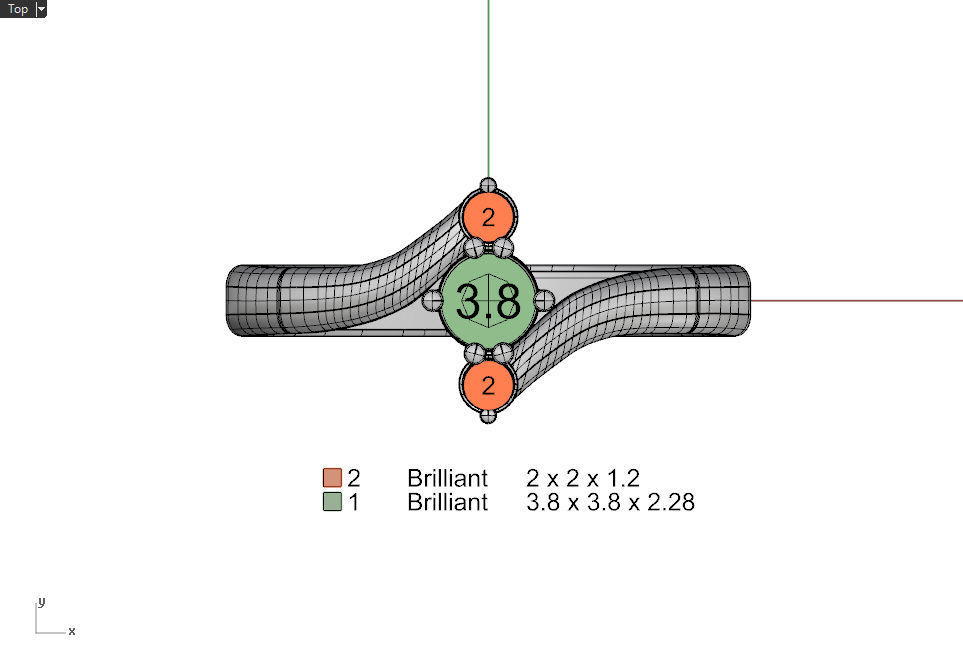 3 stone bypass ring 3D print model_7