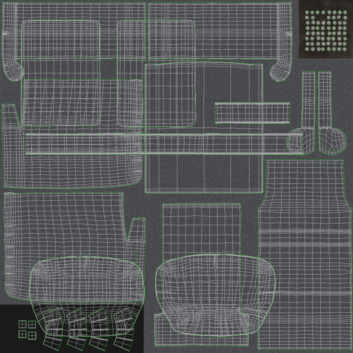Chair - Set Part 1 Low-poly 3D model_7