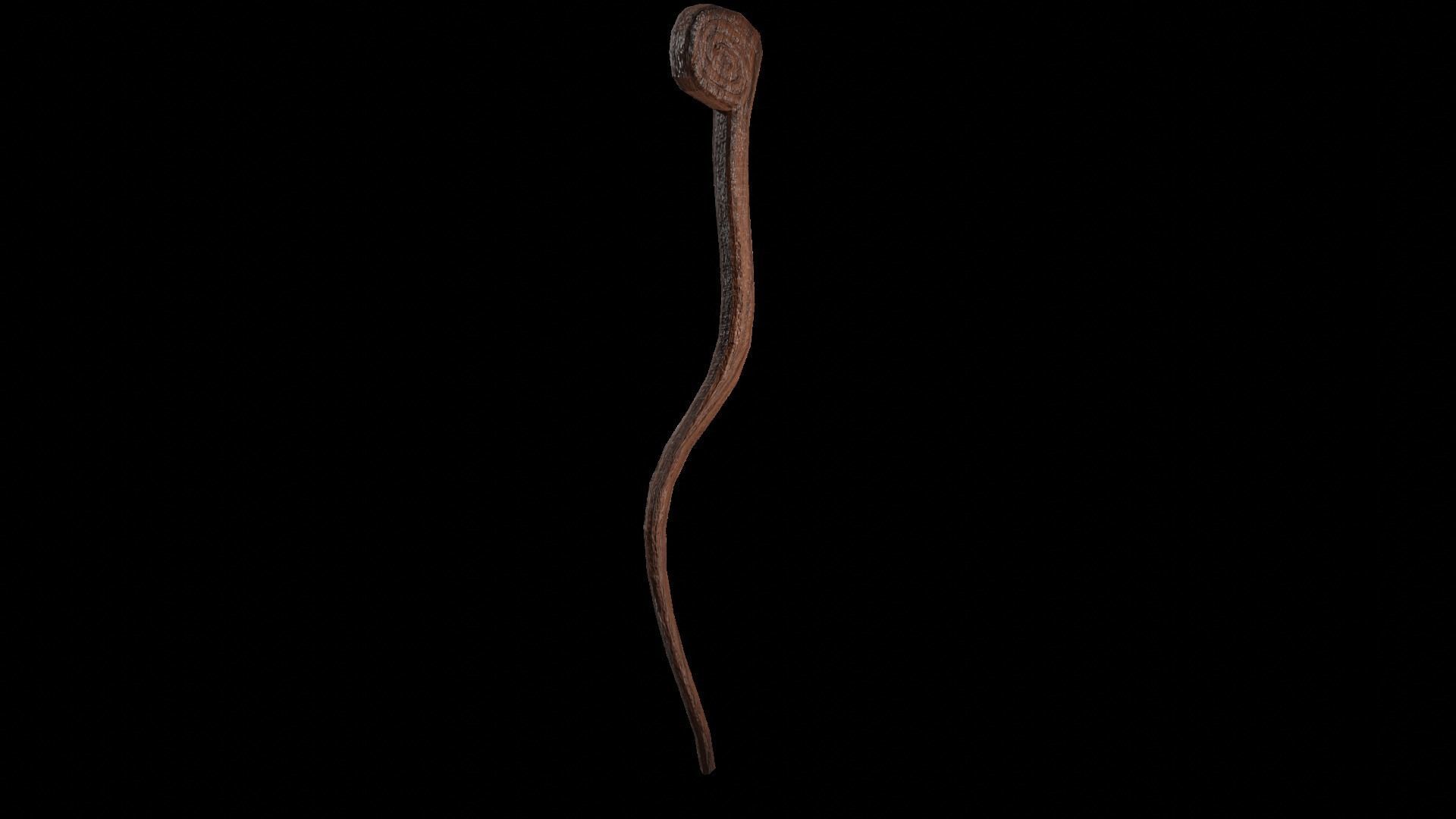 Staff - Wand - Walking Stick - Detailed low-poly Game Asset PBR 3D model_1