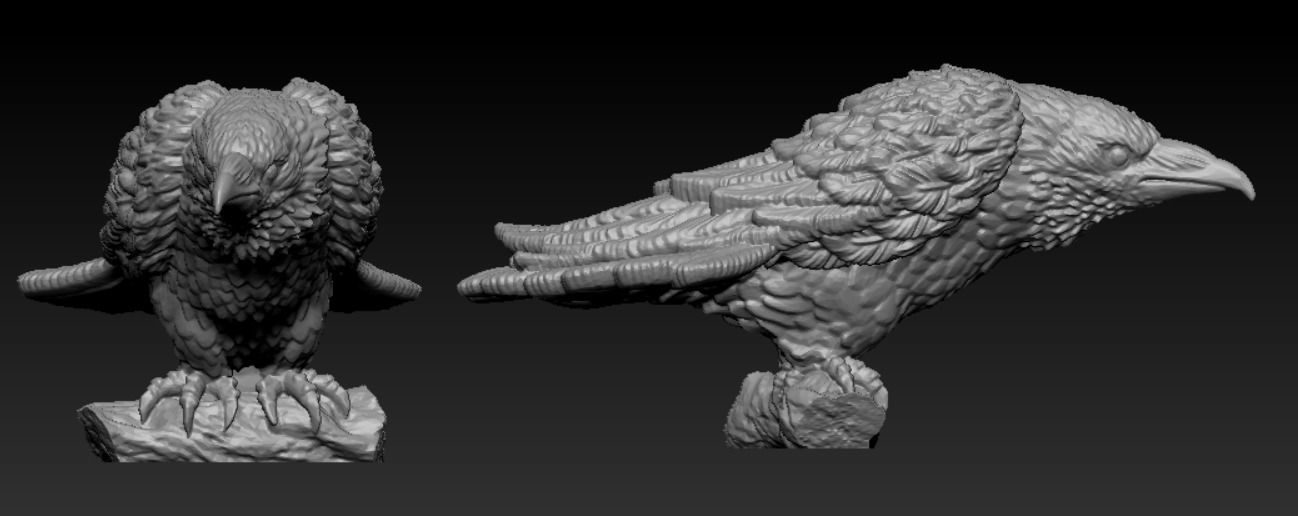 Crow miniature 3D print model_1