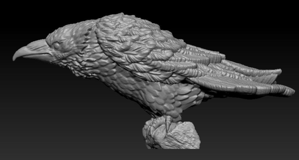 Crow miniature 3D print model_3