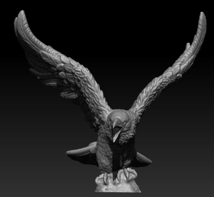 Crow miniature 3D print model_1