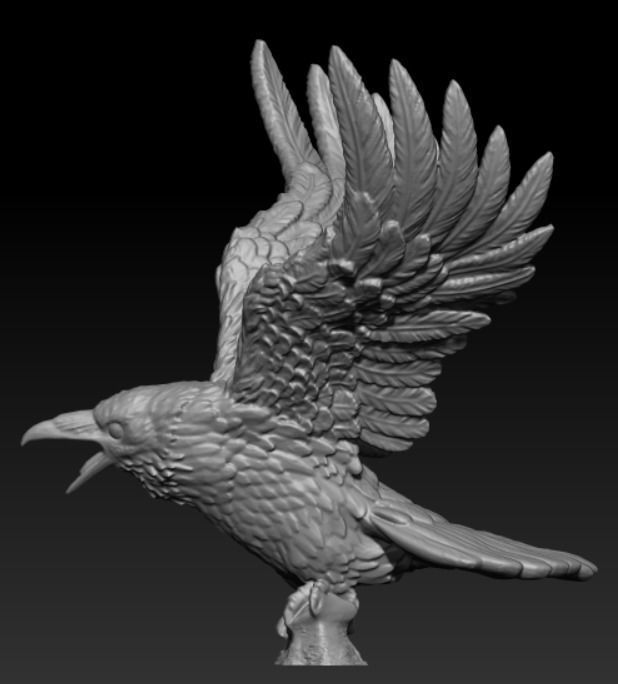 Crow miniature 3D print model_2