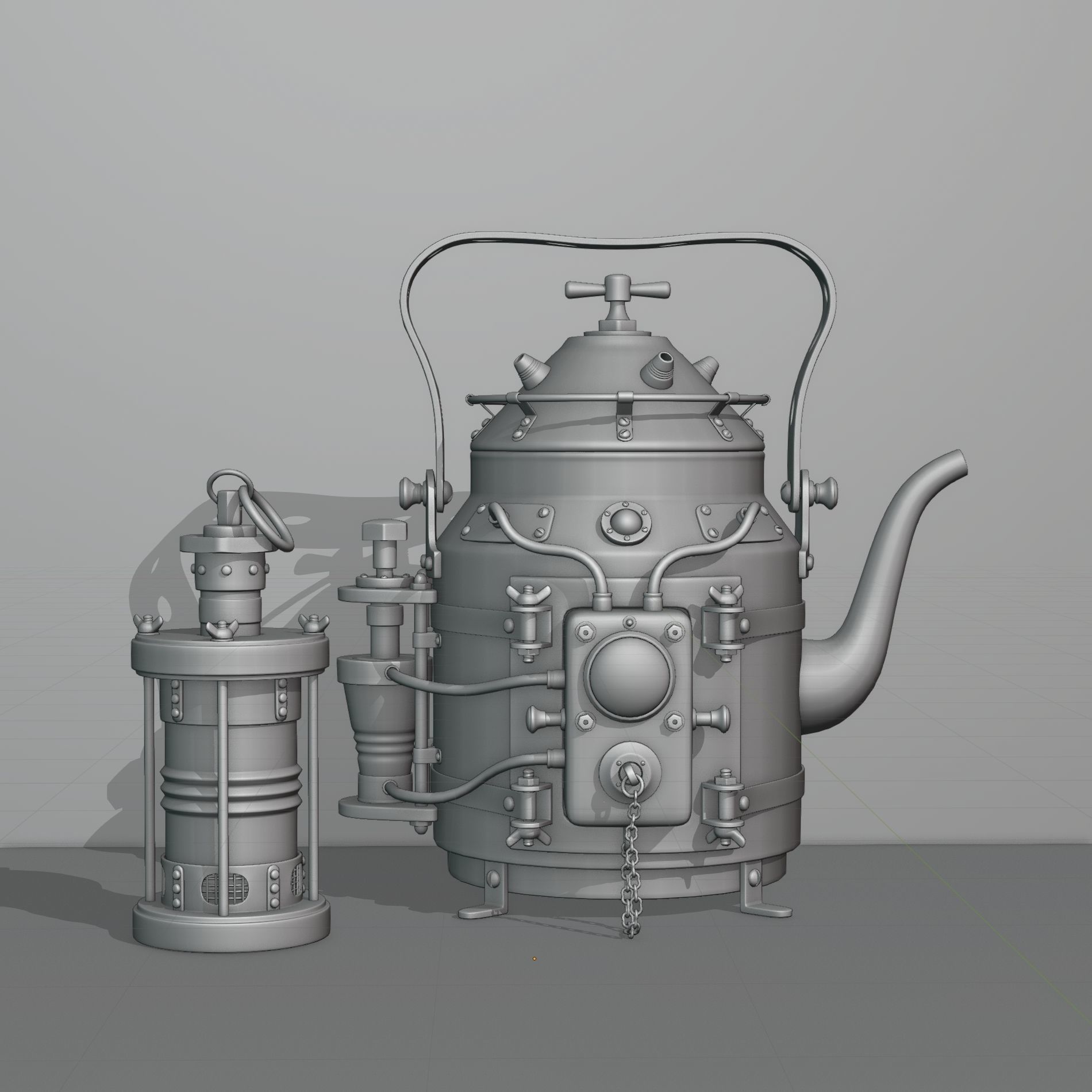 Steampunk teapot and tea infuser 3D model_3