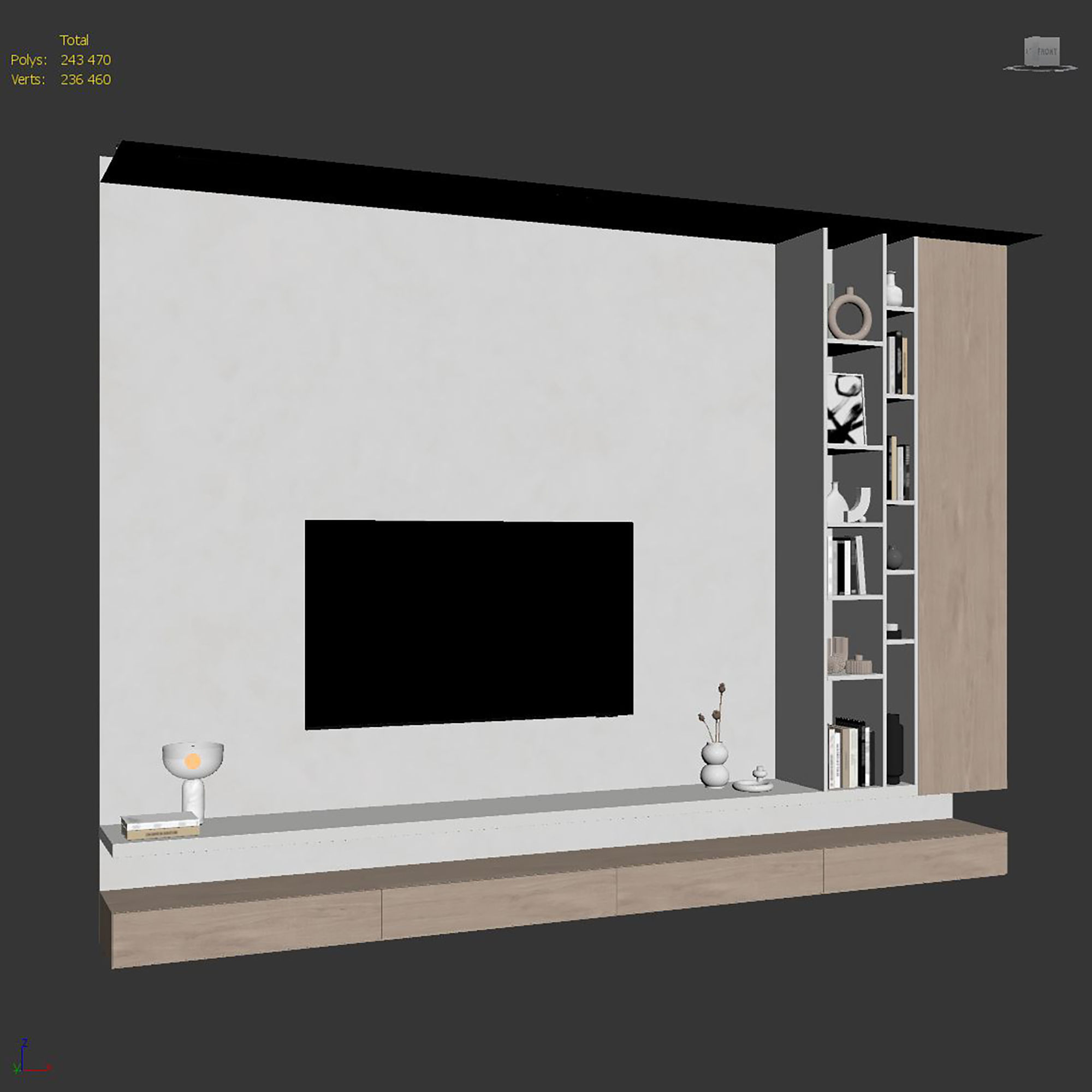 TV wall set 26 3D model_7