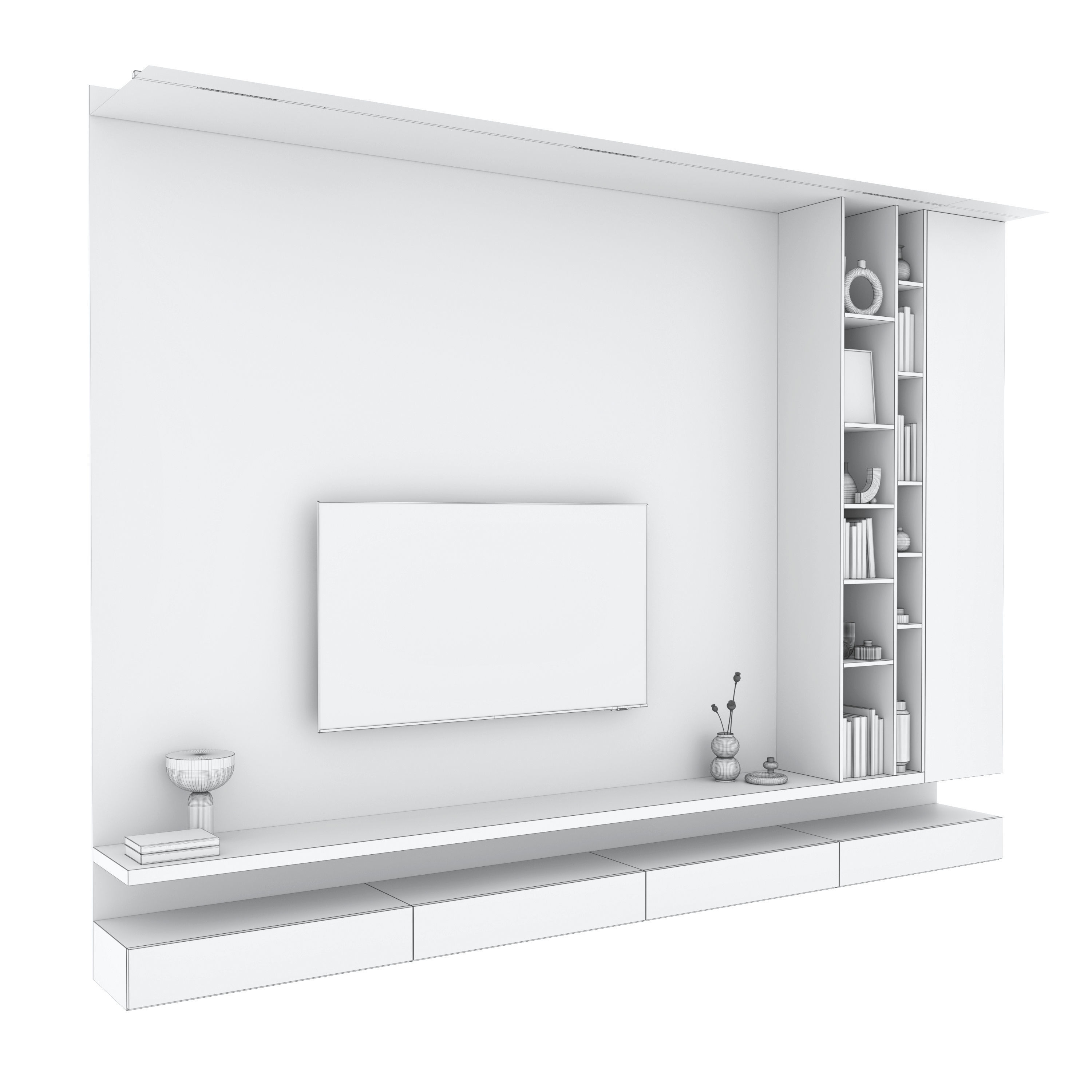 TV wall set 26 3D model_6