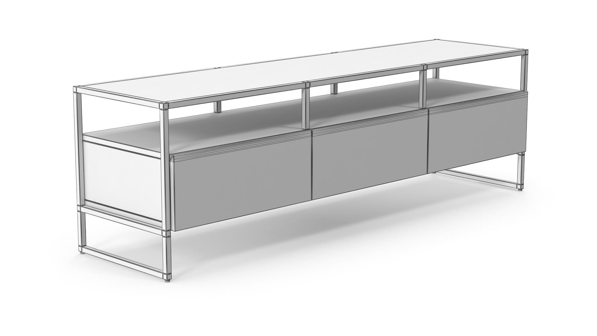 Wooden Unit v2 Low-poly 3D model_6