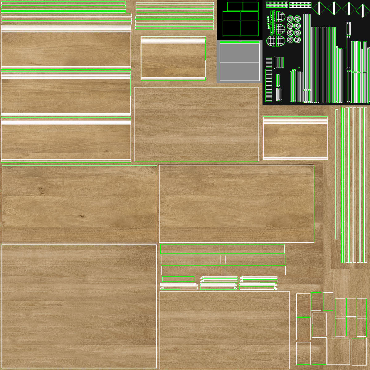 Wooden Unit v3 Low-poly 3D model_7