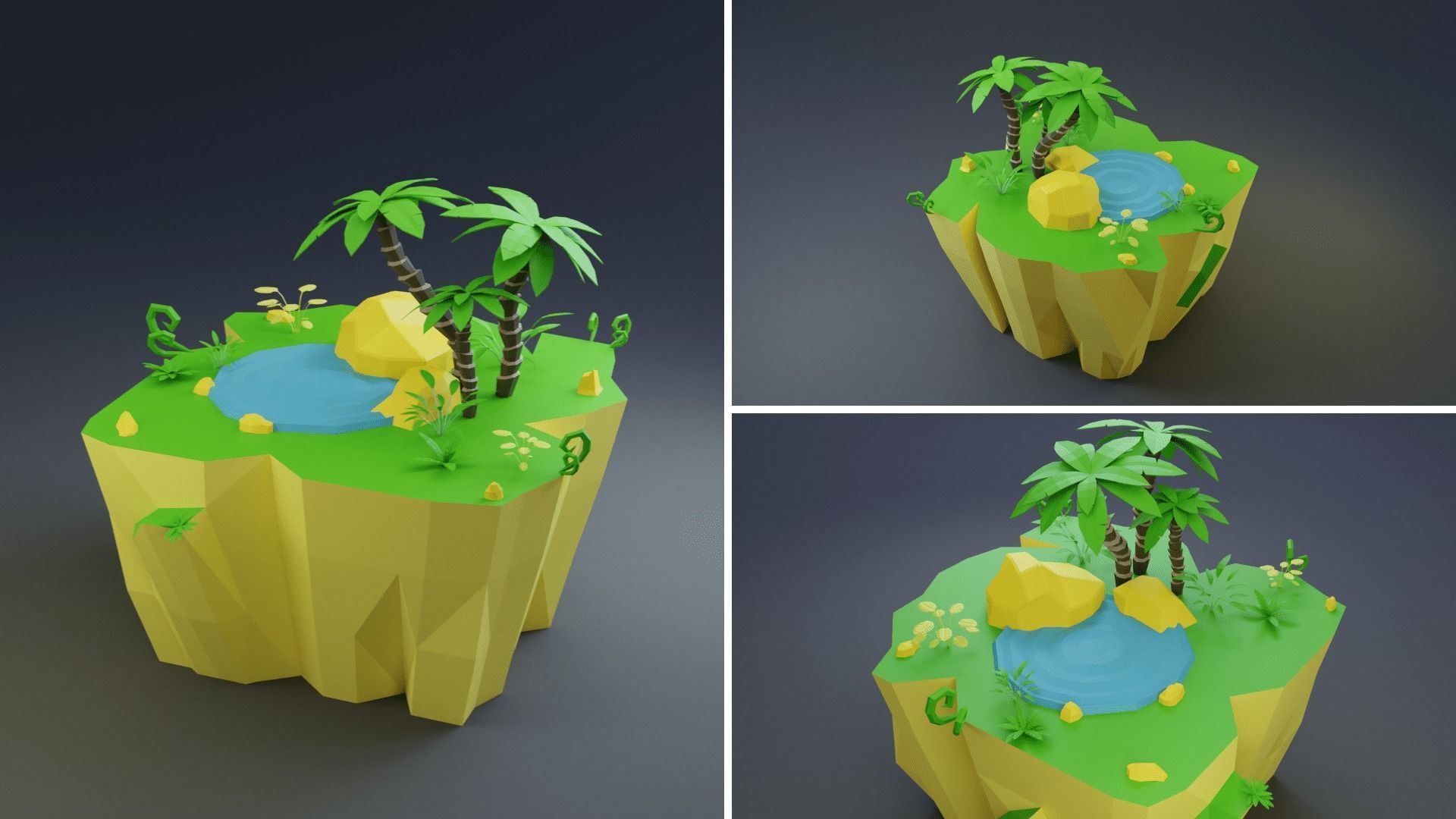 Low Poly Worlds Islands Exteriors Pack Low-poly 3D model_9