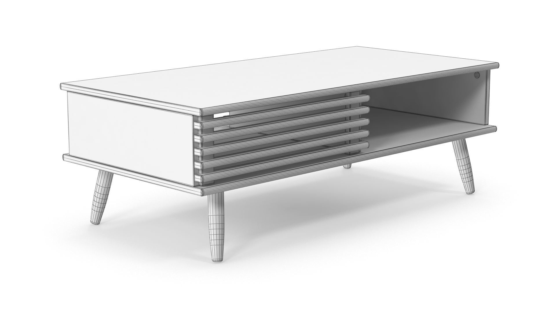 Wooden Sideboard v2 Low-poly 3D model_6