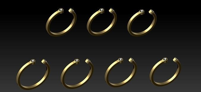 Set ring gold with two topaz stones 3D Model Collection