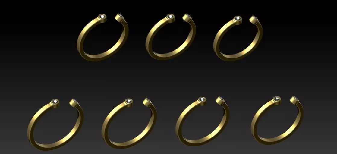 Set ring gold with two topaz stones 3D Model Collection_0