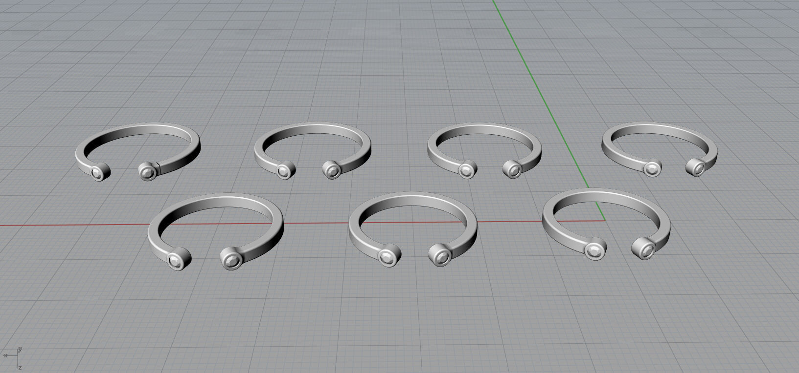 Set ring gold with two topaz stones 3D Model Collection_18