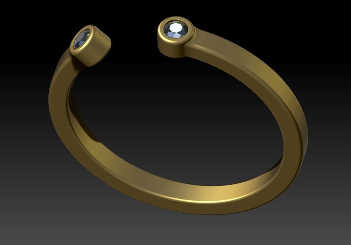 Set ring gold with two topaz stones 3D Model Collection_14