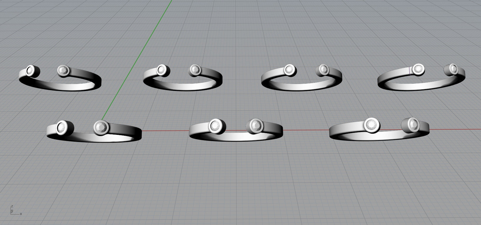 Set ring gold with two topaz stones 3D Model Collection_5