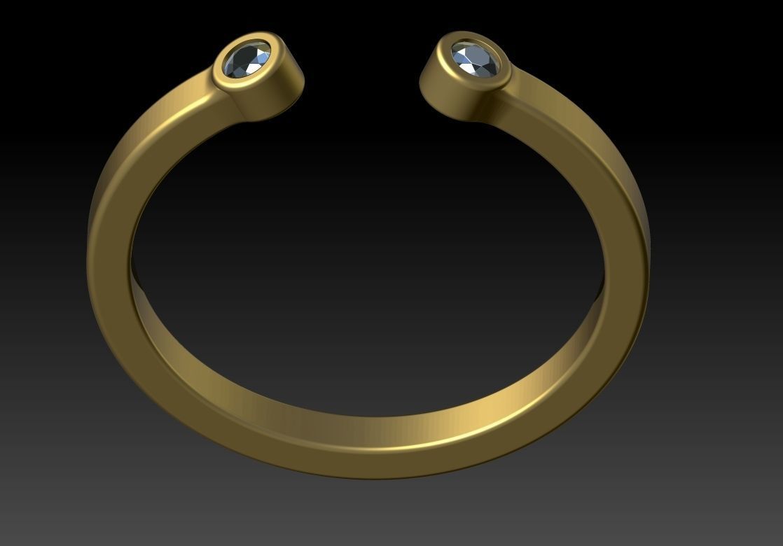 Set ring gold with two topaz stones 3D Model Collection_16