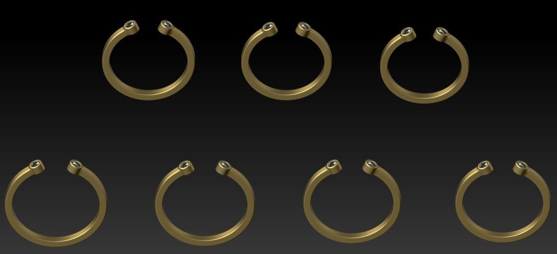 Set ring gold with two topaz stones 3D Model Collection_3