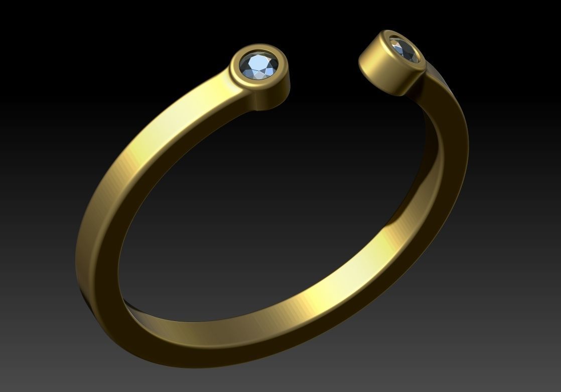 Set ring gold with two topaz stones 3D Model Collection_2