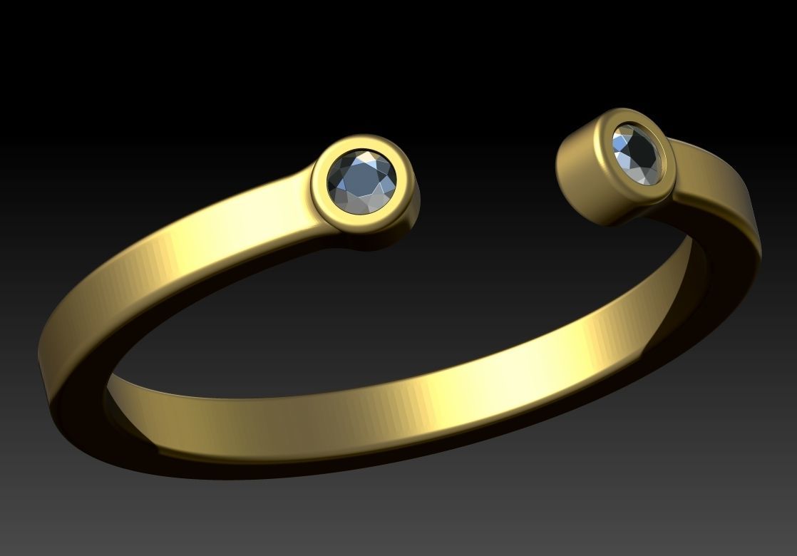 Set ring gold with two topaz stones 3D Model Collection_17