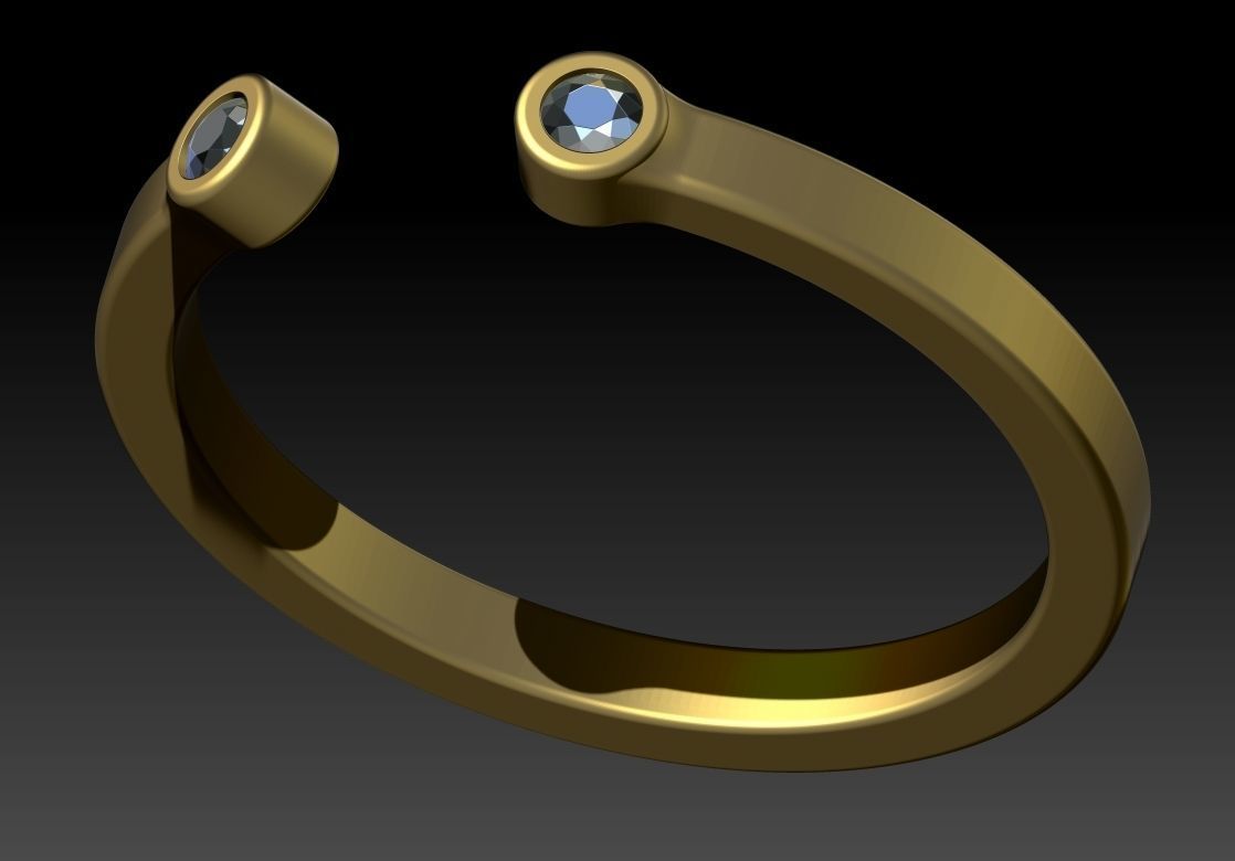 Set ring gold with two topaz stones 3D Model Collection_11