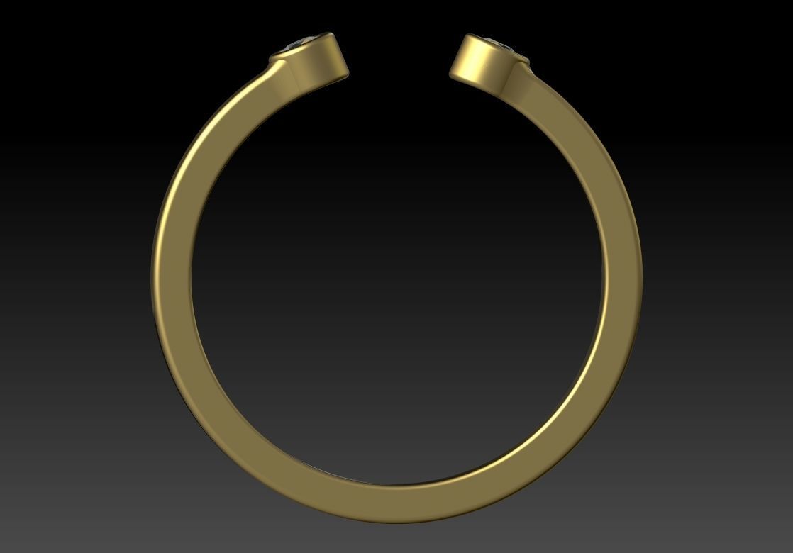 Set ring gold with two topaz stones 3D Model Collection_9