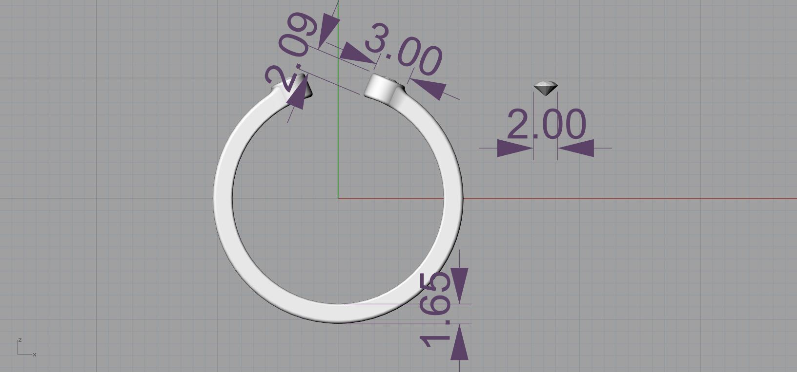 Set ring gold with two topaz stones 3D Model Collection_6