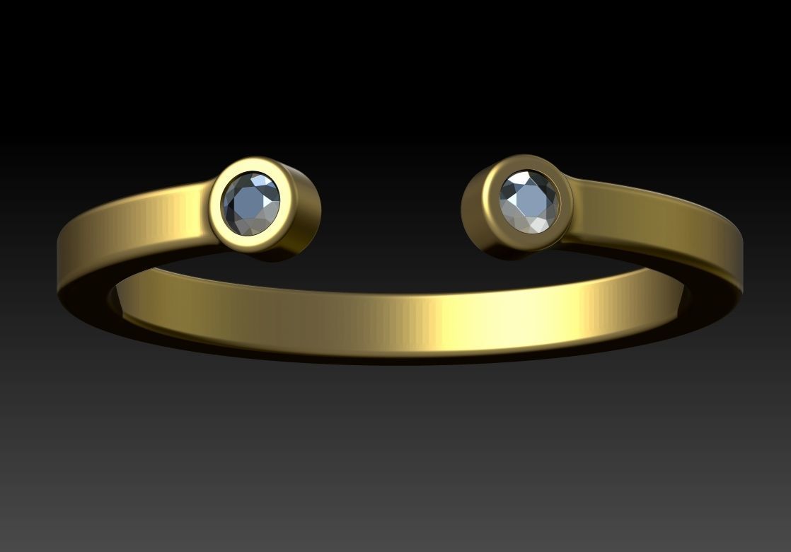 Set ring gold with two topaz stones 3D Model Collection_10