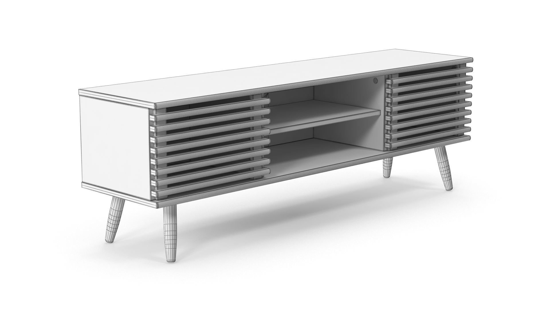 Wooden Sideboard v4 Low-poly 3D model_6