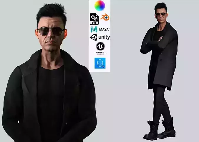 Realistic Secret Agent Man Ready unreal Blender Low-poly 3D model
